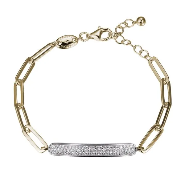Sterling Silver Bracelet made with Paperclip Chain and Pave CZ Motif Gray's Jewelers Bespoke Saint James, NY