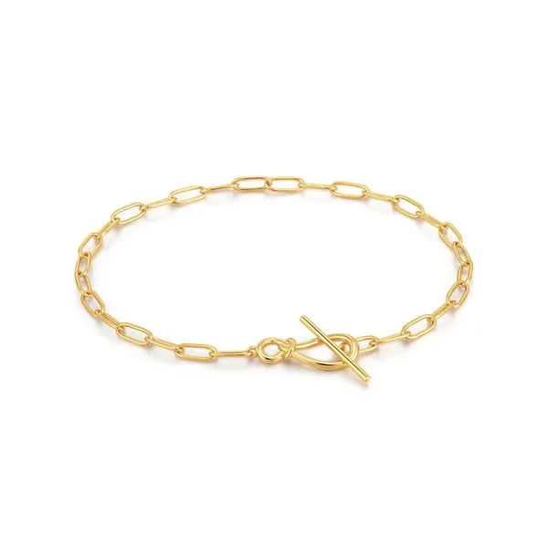 Gold Knot T Bar Chain Bracelet Gray's Jewelers Bespoke Saint James, NY