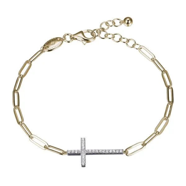 Sterling Silver Paperclip Bracelet with CZ Cross Gray's Jewelers Bespoke Saint James, NY