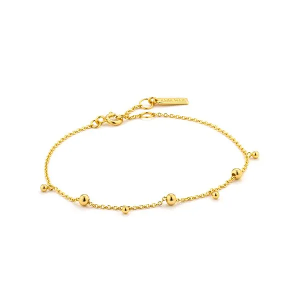 Gold Modern Drop Balls Bracelet Gray's Jewelers Bespoke Saint James, NY