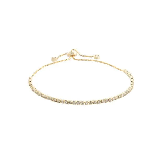 Sterling Silver Gold Plated Cubic Zirconia Adjustable Bracelet Gray's Jewelers Bespoke Saint James, NY