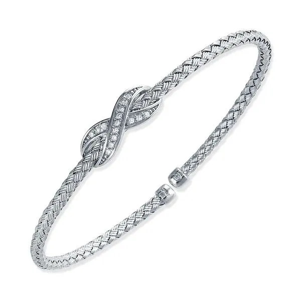 Sterling Silver 3mm Mesh Cuff with Cubic Zirconia Infinity Symbol Gray's Jewelers Bespoke Saint James, NY