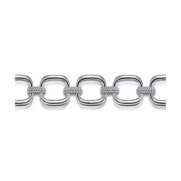 Sterling Silver Pave Bujukan And Cushion Shape Link Chain Bracelet Image 2 Gray's Jewelers Bespoke Saint James, NY