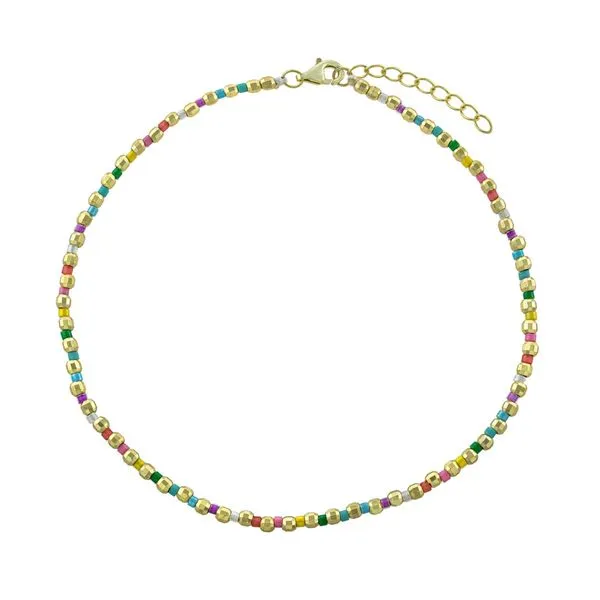 Sterling Silver Gold Plated Faceted Bead Ankle Bracelet Gray's Jewelers Bespoke Saint James, NY