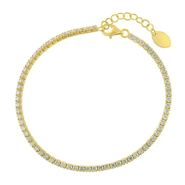 Sterling Silver Gold Plated Cubic Zirconia Tennis Bracelet Gray's Jewelers Bespoke Saint James, NY
