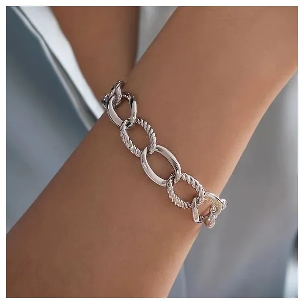 Sterling Silver Rope Link Chain Bracelet Image 3 Gray's Jewelers Bespoke Saint James, NY