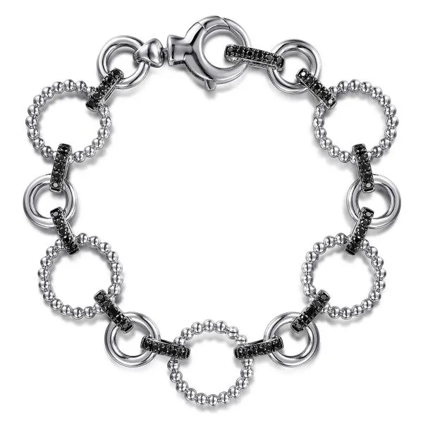 Sterling Silver Black Spinel Bujukan Link Tennis Bracelet Gray's Jewelers Bespoke Saint James, NY