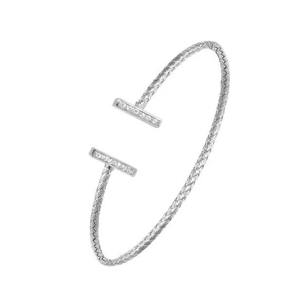 Sterling Silver Mesh Cuff with Cubic Zirconia Bars Gray's Jewelers Bespoke Saint James, NY