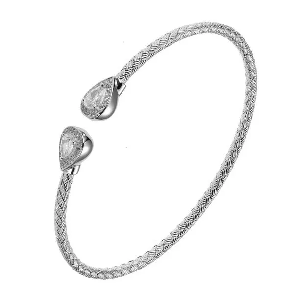 Sterling Silver Cuff Bracelet with Cubic Zirconia Pear Shape Gray's Jewelers Bespoke Saint James, NY