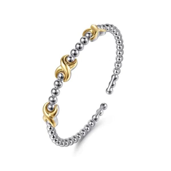 14K Yellow Gold and 925 Sterling Silver Bujukan Station Bangle Image 2 Gray's Jewelers Bespoke Saint James, NY