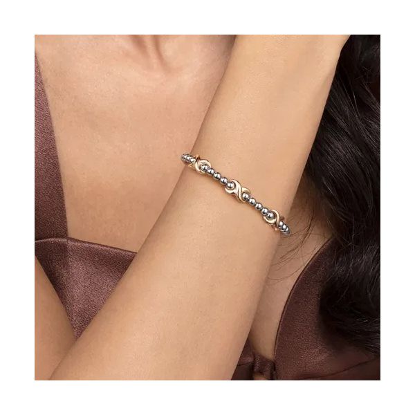 14K Yellow Gold and 925 Sterling Silver Bujukan Station Bangle Image 3 Gray's Jewelers Bespoke Saint James, NY