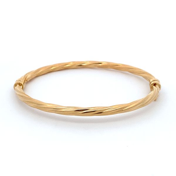 Sterling Silver Gold Plated Twist Bangle Bracelet Gray's Jewelers Bespoke Saint James, NY