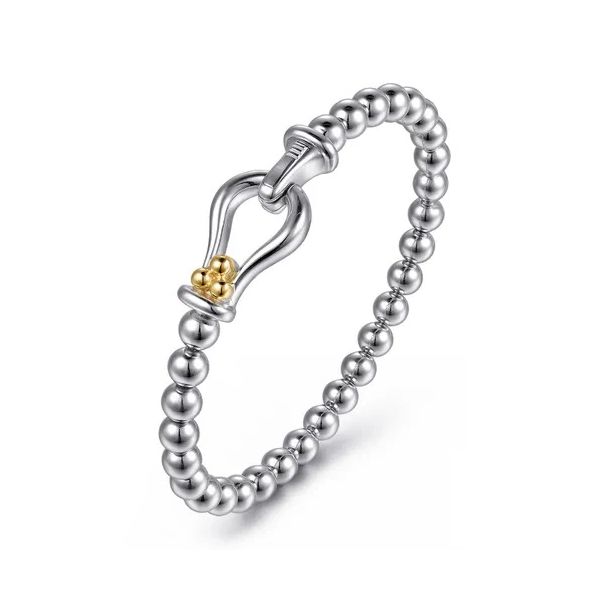 14K Yellow Gold and 925 Sterling Silver Bujukan Horse Shoe Bangle Bracelet Gray's Jewelers Bespoke Saint James, NY