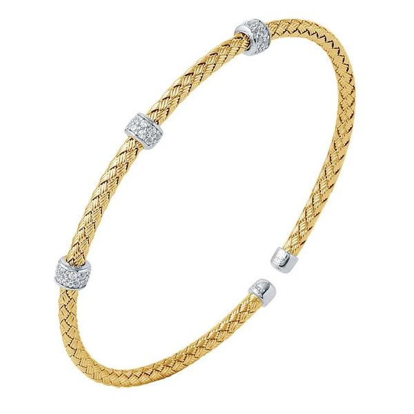 Sterling Silver Rhodium Plated Mesh Cuff With Cubic Zirconia Gray's Jewelers Bespoke Saint James, NY