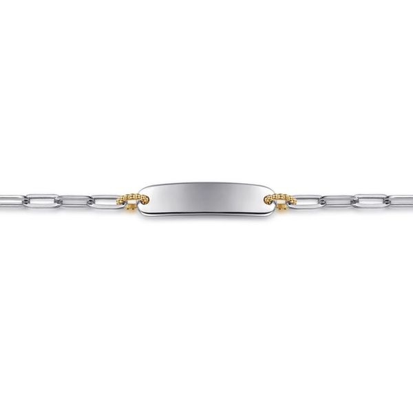 14K Yellow Gold Sterling Silver Bujukan Personalize Bar Link Chain Bracelet Image 2 Gray's Jewelers Bespoke Saint James, NY