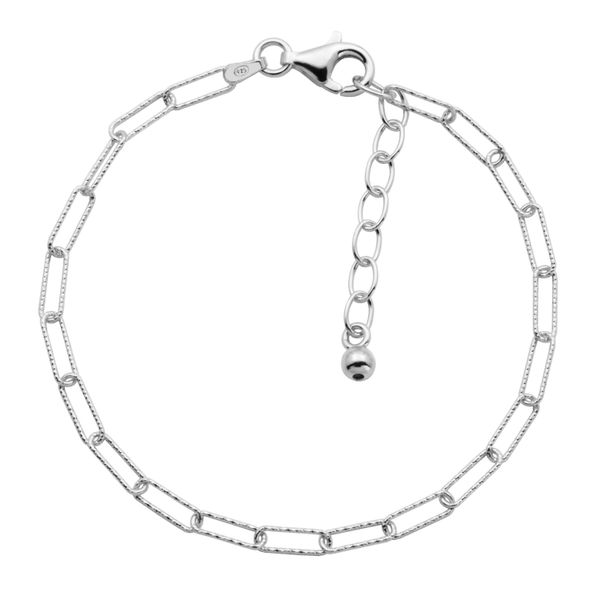 Sterling Silver Diamond Cut Paperclip Bracelet Gray's Jewelers Bespoke Saint James, NY