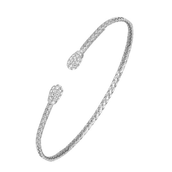 Sterling Silver 2MM Mesh Cuff With Cubic Zirconia Gray's Jewelers Bespoke Saint James, NY