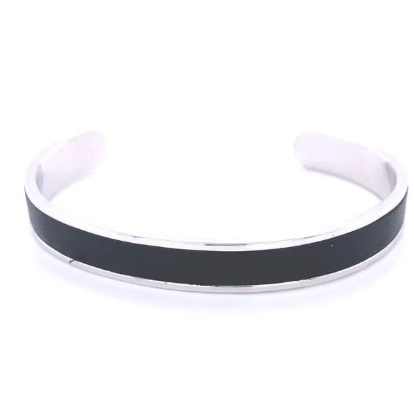 MENS STERLING SILVER CUFF BRACELET W/RIBBON 8