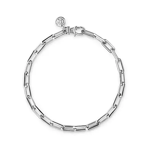 Sterling Silver Mens Elongated Chain Bracelet Gray's Jewelers Bespoke Saint James, NY