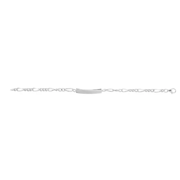 Sterling Silver ID Bracelet on Figaro Chain Gray's Jewelers Bespoke Saint James, NY