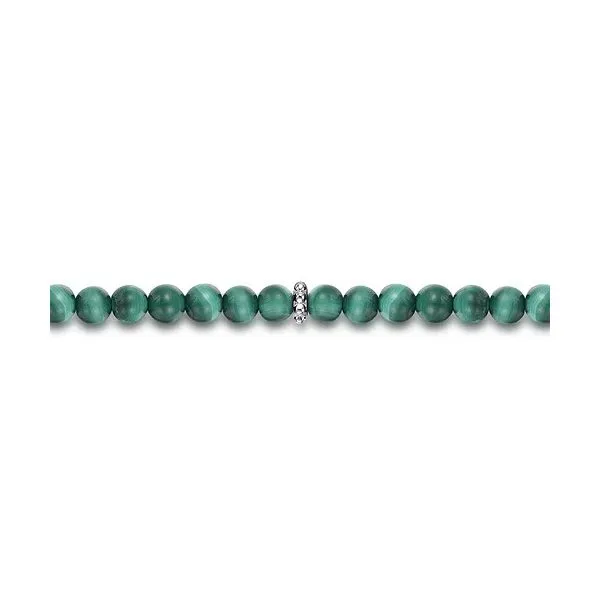 Sterling Silver and 4mm Malachite Beaded Bracelet Image 2 Gray's Jewelers Bespoke Saint James, NY
