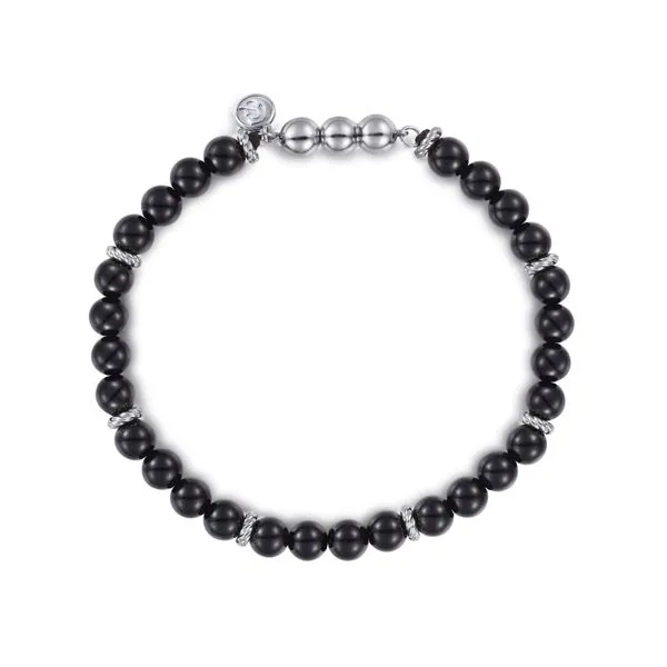 Sterling Silver Black Onyx Beaded Bracelet Gray's Jewelers Bespoke Saint James, NY