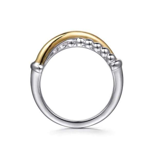 14K Yellow Gold and 925 Sterling Silver Bujukan Criss Cross Ladies Ring Image 2 Gray's Jewelers Bespoke Saint James, NY