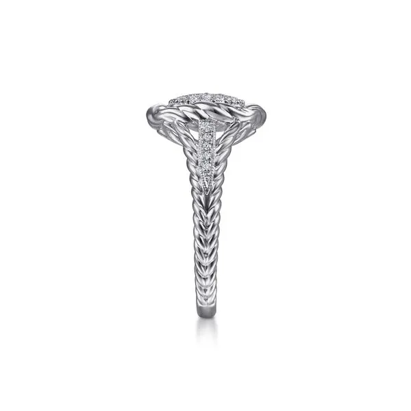 925 Sterling Silver White Sapphire Pavé Ring with Rope Frame Image 4 Gray's Jewelers Bespoke Saint James, NY