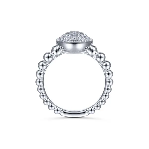 925 Sterling Silver Oval Ring with White Sapphire Pavé Image 2 Gray's Jewelers Bespoke Saint James, NY