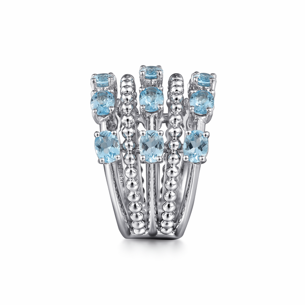 Sterling Silver Swiss Blue Topaz Bujukan Ring Image 3 Gray's Jewelers Bespoke Saint James, NY