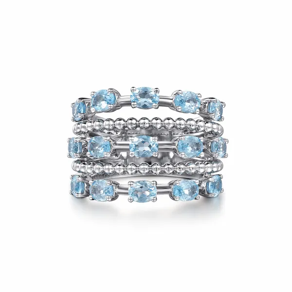 Sterling Silver Swiss Blue Topaz Bujukan Ring Gray's Jewelers Bespoke Saint James, NY