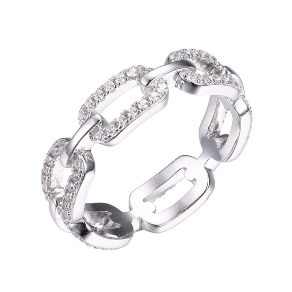 Sterling Silver Ring with CZ Links Gray's Jewelers Bespoke Saint James, NY