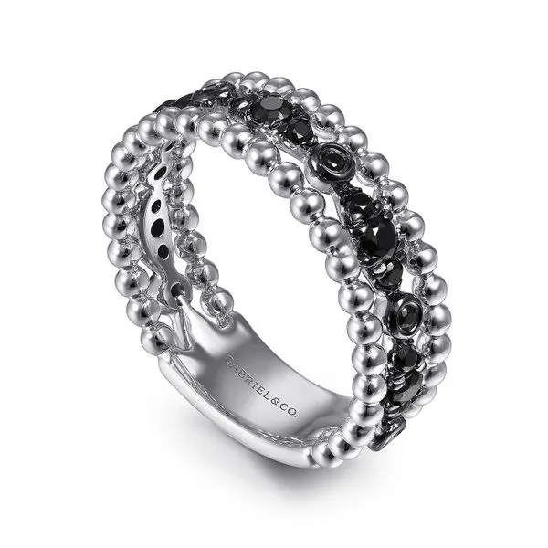 Sterling Silver Black Spinel Bujukan Easy Stackable Ladies Ring Image 3 Gray's Jewelers Bespoke Saint James, NY