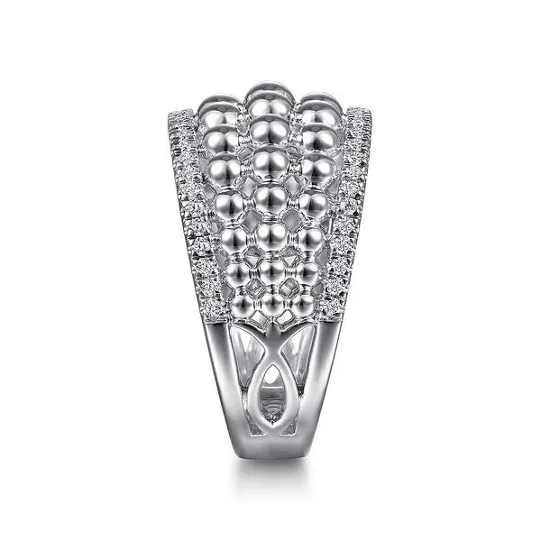 Sterling Silver White Sapphire Bujukan Wide Band Ring Image 3 Gray's Jewelers Bespoke Saint James, NY
