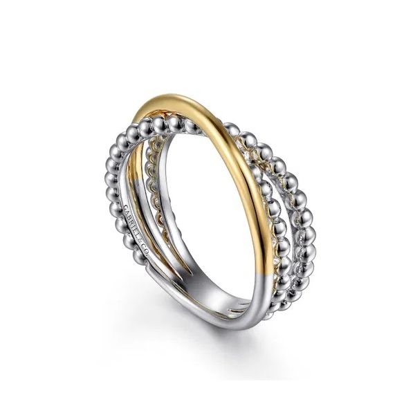 Sterling Silver and 14K Yellow Gold Criss Cross Bujukan Ring Image 2 Gray's Jewelers Bespoke Saint James, NY