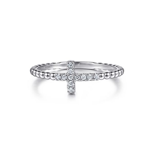 Sterling Silver Diamond Cross Ring Gray's Jewelers Bespoke Saint James, NY