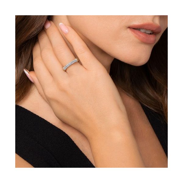 14K Yellow Gold and Sterling Silver Bujukan White Sapphire Stackable Ring Image 3 Gray's Jewelers Bespoke Saint James, NY