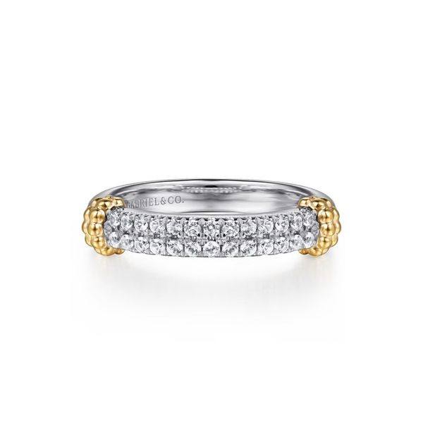 14K Yellow Gold and Sterling Silver Bujukan White Sapphire Stackable Ring Gray's Jewelers Bespoke Saint James, NY