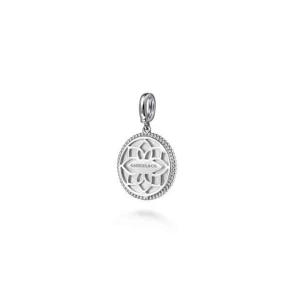 Sterling Silver Bujukan White Sapphire Compass & Mother of Pearl Medallion Pendant Image 2 Gray's Jewelers Bespoke Saint James, NY