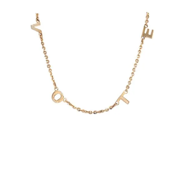Sterling Silver/Yellow Gold Plate 'VOTE' Initial Necklace Gray's Jewelers Bespoke Saint James, NY