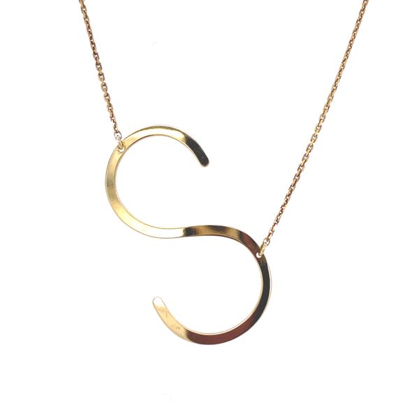 Sterling Silver Gold Plated Initial S Necklace Gray's Jewelers Bespoke Saint James, NY