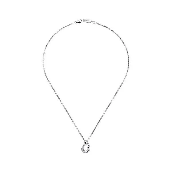 925 Sterling Silver Mother and Child Pendant Necklace with Diamonds Image 2 Gray's Jewelers Bespoke Saint James, NY