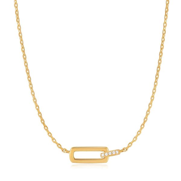 Gold Glam Interlock Necklace Gray's Jewelers Bespoke Saint James, NY