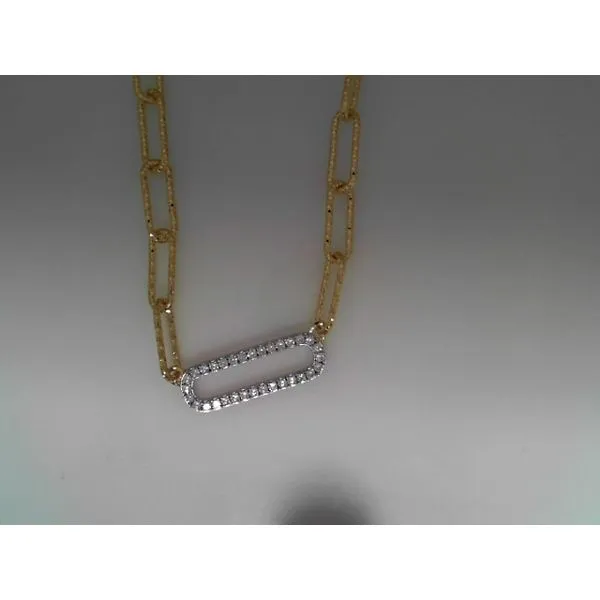 Sterling Silver Yellow Gold Plated Necklace with Diamond Cut Paperclip Chain Gray's Jewelers Bespoke Saint James, NY