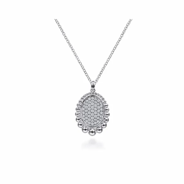 Sterling Silver Bujukan Bead Frame Pendant with White Sapphire Pave Center Gray's Jewelers Bespoke Saint James, NY