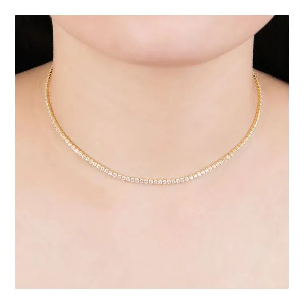 Sterling Silver Gold Plated Cubic Zirconia Choker Necklace Image 2 Gray's Jewelers Bespoke Saint James, NY
