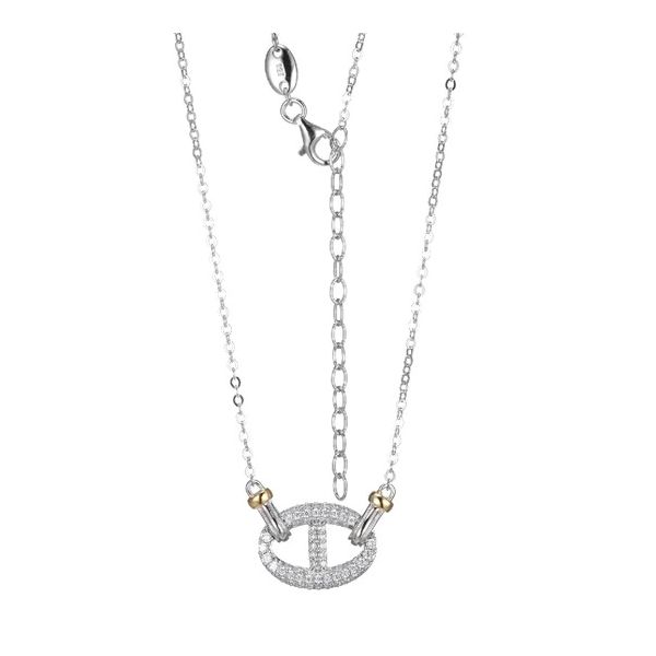 Sterling Silver and Gold Plated Marina Necklace made with Cubic Zirconia Gray's Jewelers Bespoke Saint James, NY