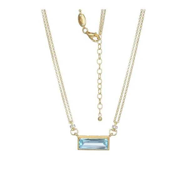 Sterling Silver Gold Plated Geniune Sky Blue Topaz And Cubic Zirconia Necklace Gray's Jewelers Bespoke Saint James, NY