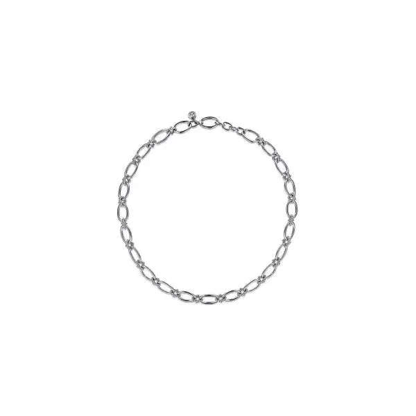 Sterling Silver Oval Link Chain Necklace with Bujukan Connectors Image 2 Gray's Jewelers Bespoke Saint James, NY