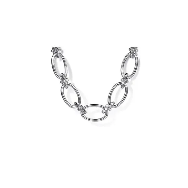 Sterling Silver Oval Link Chain Necklace with Bujukan Connectors Gray's Jewelers Bespoke Saint James, NY